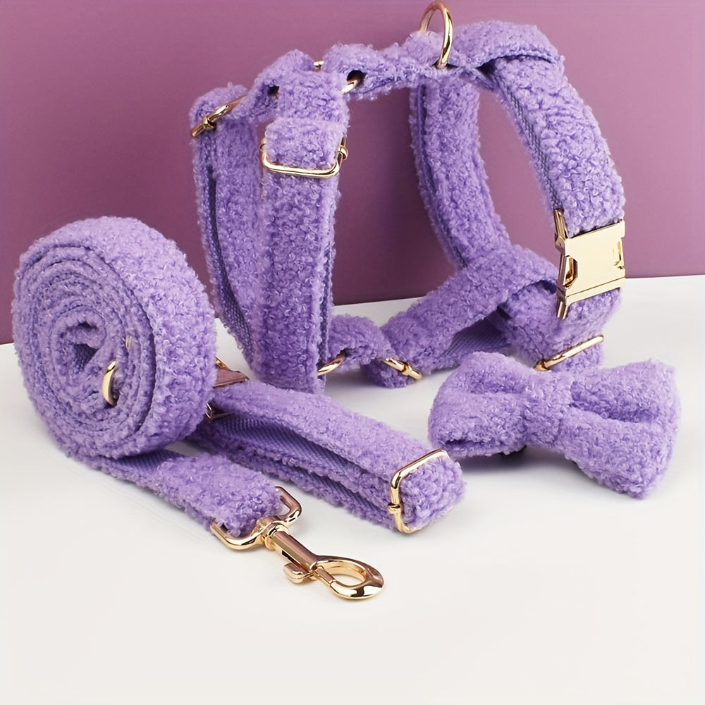 Verstelbare Hondenhalsband & Riem Set – Zacht, Comfortabel en Stijlvol in Teddystof