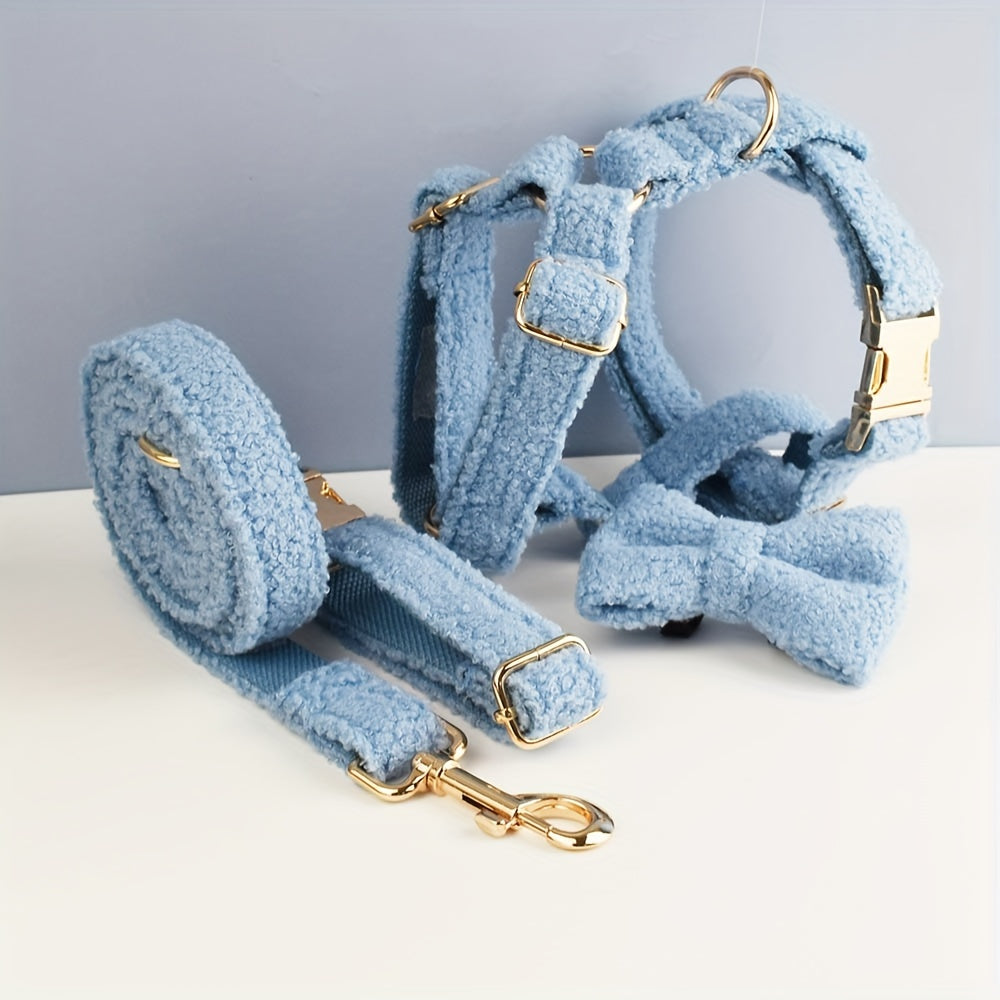 Verstelbare Hondenhalsband & Riem Set – Zacht, Comfortabel en Stijlvol in Teddystof