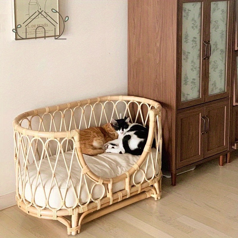 Luxe Rotan Huisdierenbed – Comfort en Stijl voor je Kleine of Middelgrote Huisdier