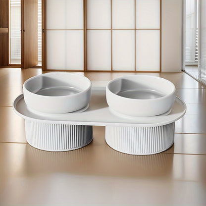 Stijlvolle 2-in-1 Verhoogde Dubbele Keramische Voer- en Drinkbak voor Huisdieren – Luxe en Comfort in Één!