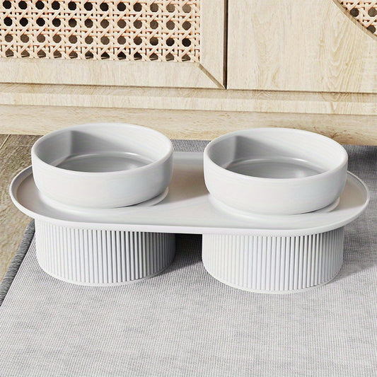 Stijlvolle 2-in-1 Verhoogde Dubbele Keramische Voer- en Drinkbak voor Huisdieren – Luxe en Comfort in Één!