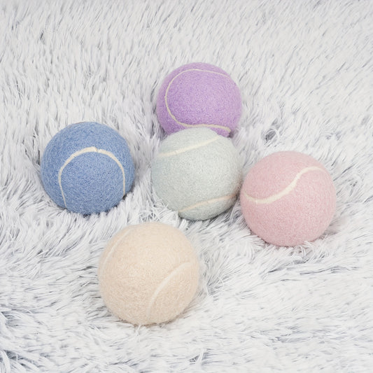 Set van 5 Tennisballen in Pastel Kleuren – Onmisbaar Speelplezier voor je Hond!