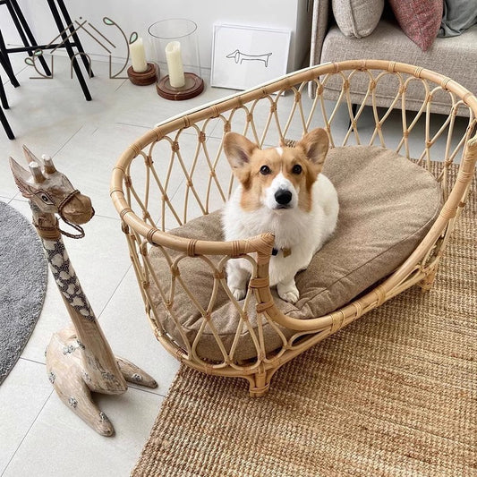 Luxe Rotan Huisdierenbed – Comfort en Stijl voor je Kleine of Middelgrote Huisdier