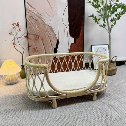 Luxe Rotan Huisdierenbed – Comfort en Stijl voor je Kleine of Middelgrote Huisdier
